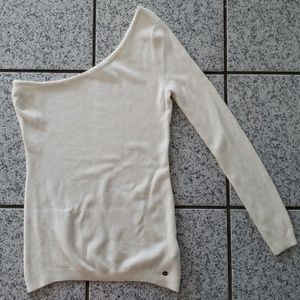 Guess One Shoulder Top Blouse Ivory New Large